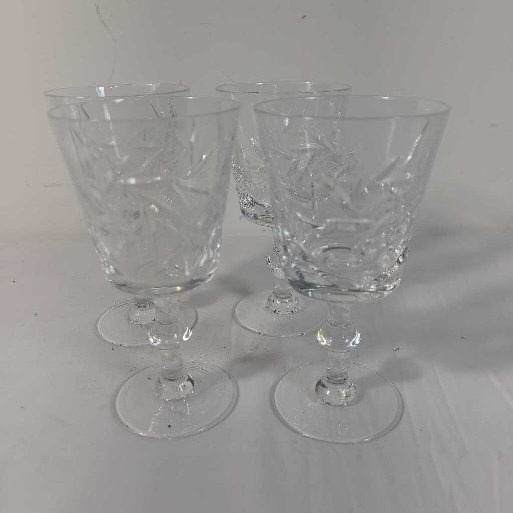S/4 PINWHEEL CRYSTAL WINE GLASSES