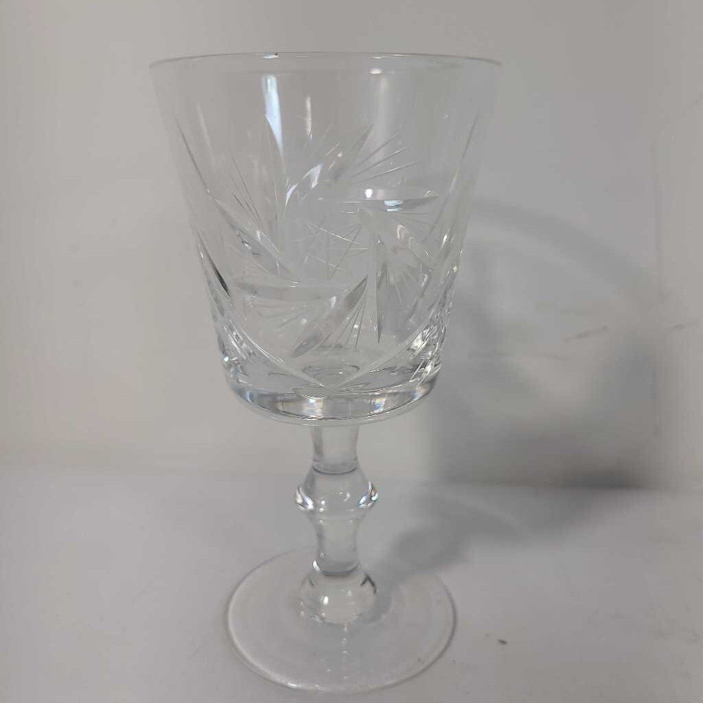 S/4 PINWHEEL CRYSTAL WINE GLASSES