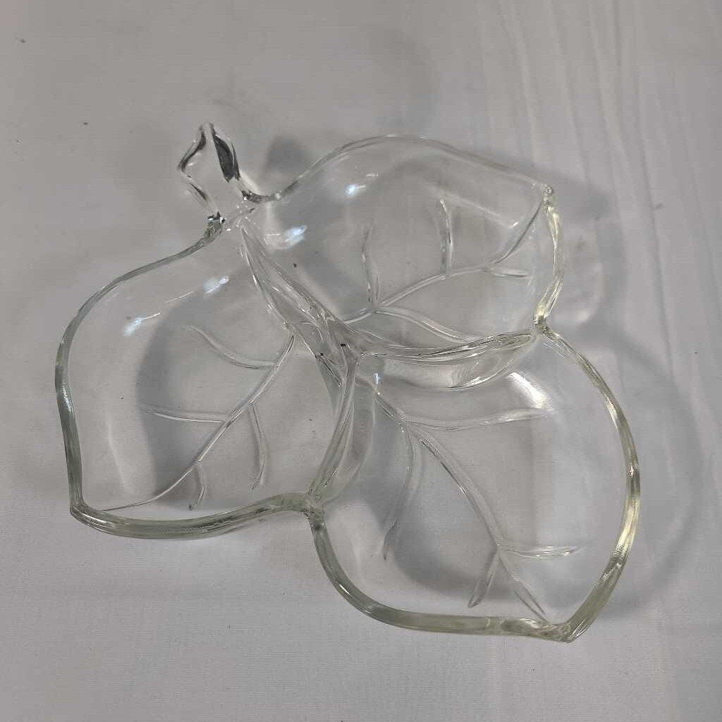 GLASS SECTIONED LEAF DISH