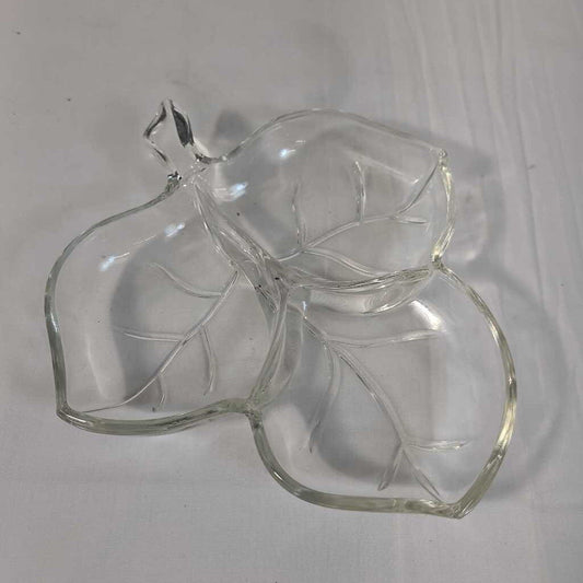 GLASS SECTIONED LEAF DISH