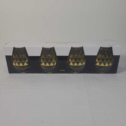 S/4 STEMLESS WINE GLASSES