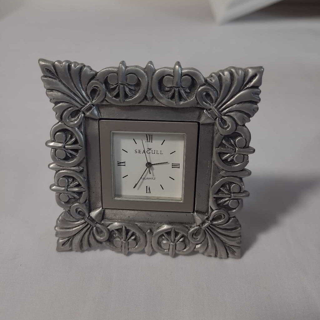 SQ PEWTER CLOCK