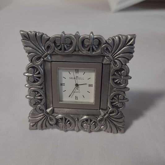 SQ PEWTER CLOCK