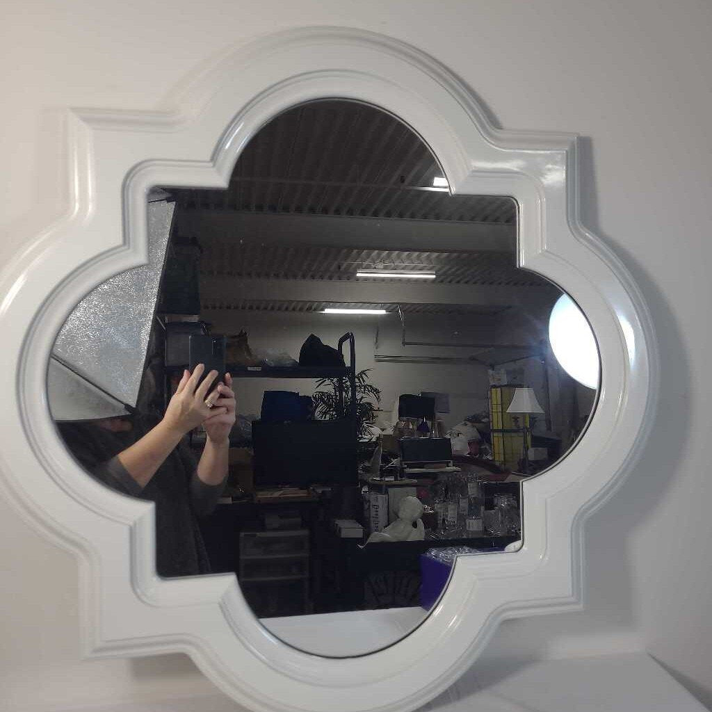 WHITE FRAMED MIRROR