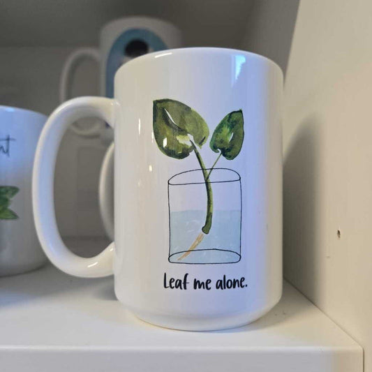 15oz Ceramic Mug - Leaf me alone