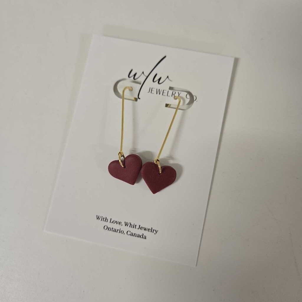 HEART DROP DANGLES - MERLOT