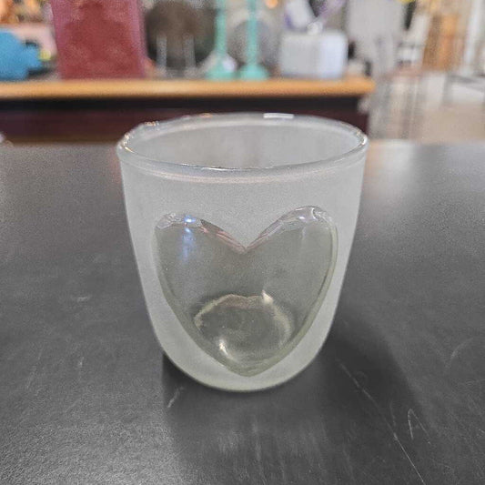 FROSTED GLASS HEART VOTIVE HOLDER