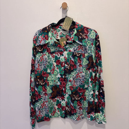 VINTAGE LANE BRYANT - FLORAL BUTTON UP BLOUSE