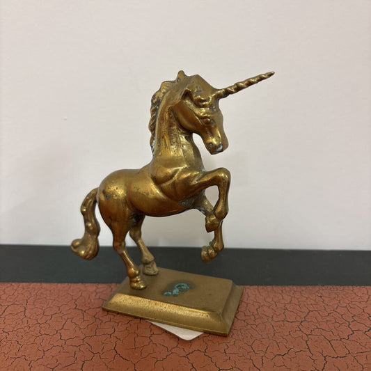 VINTAGE BRASS UNICORN ON BRASS BASS