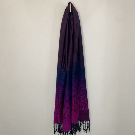 PURPLE FLORAL KNIT SCARF