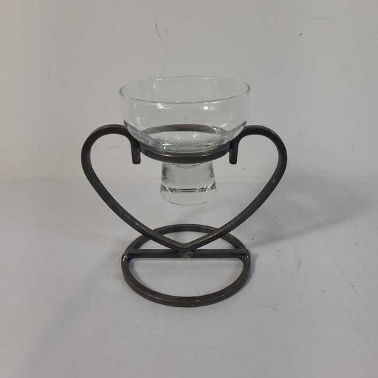 GLASS & IRON CANDLE HOLDER