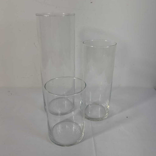 S/3 CYLINDER GLASS VASES