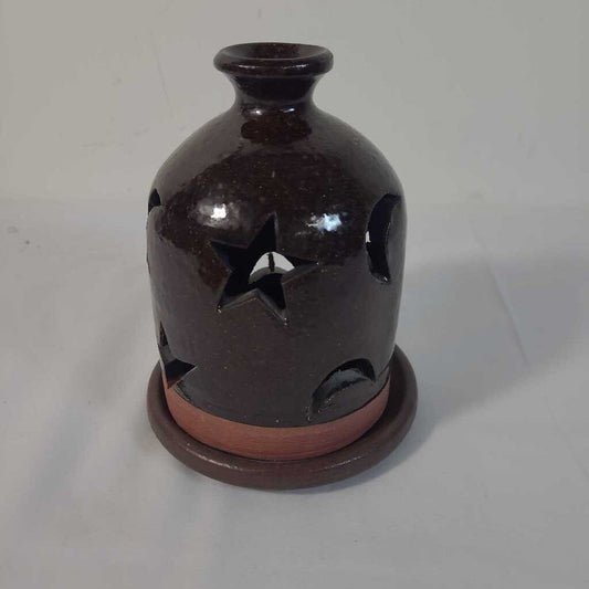 STONEWARE CERAMIC CANDLE HOLDER - 2PC
