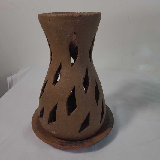 POTTERY CANDLE HOLDER - 2PC