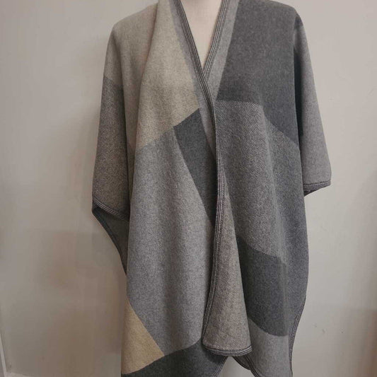 GREY & BEIGE PONCHO