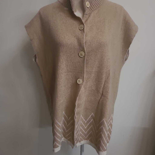BEIGE SLEEVELESS CARDIGAN