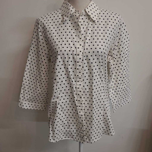 CREAM & BLACK FITTED COTTON BLOUSE