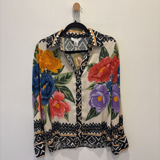 RACHEL ZOE - FLORAL BUTTON UP BLOUSE