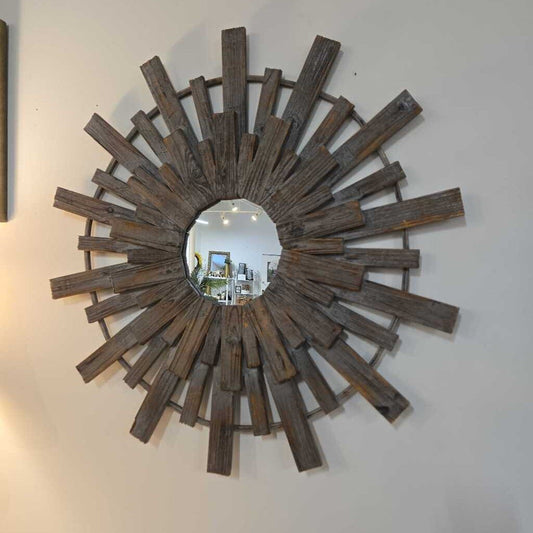 WOODEN STARBURST MIRROR