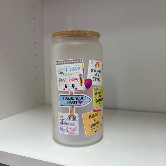 16 OZ LOVE YOURSELF GLASS