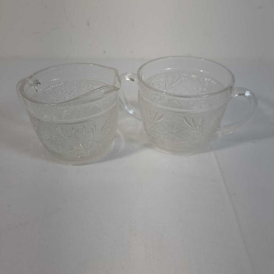 VTG SANDWICH GLASS CREAM & SUGAR SET