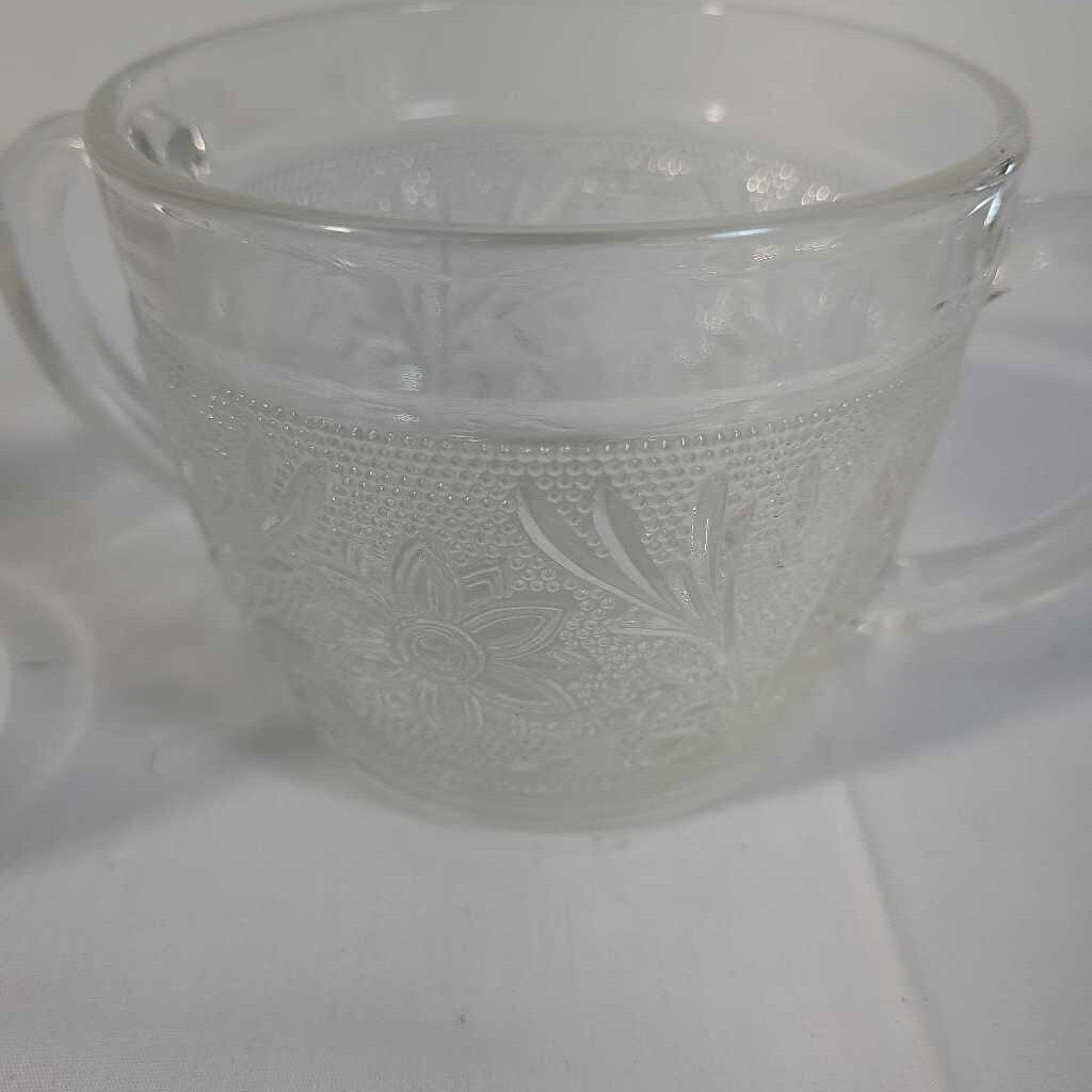 VTG SANDWICH GLASS CREAM & SUGAR SET
