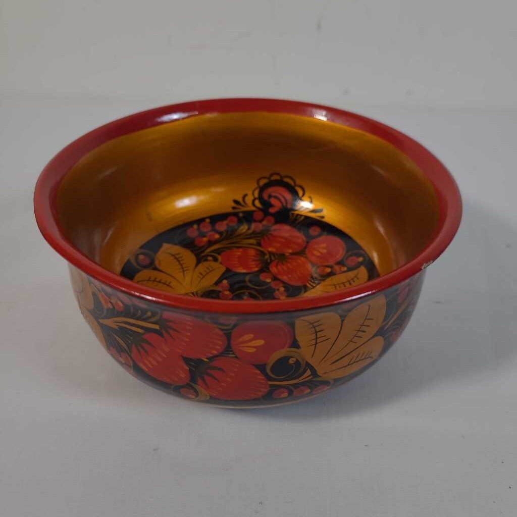 HAND PAINTED RUSSIAN WOOD BOWL
