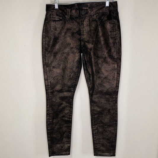 7 FOR ALL MANKIND - BLACK METALLIC FOIL JEANS