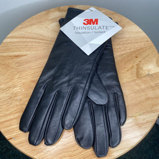 THINSULATE BLACK LEATHER GLOVES