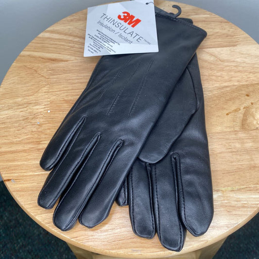 THINSULATE BLACK LEATHER GLOVES