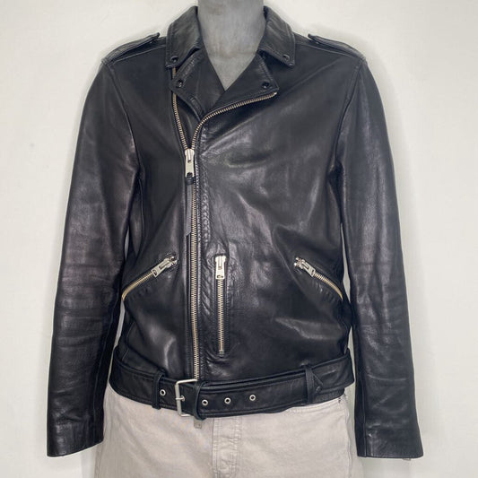 ALL SAINTS - GENUINE SHEEP LEATHER BLACK BIKER JACKET
