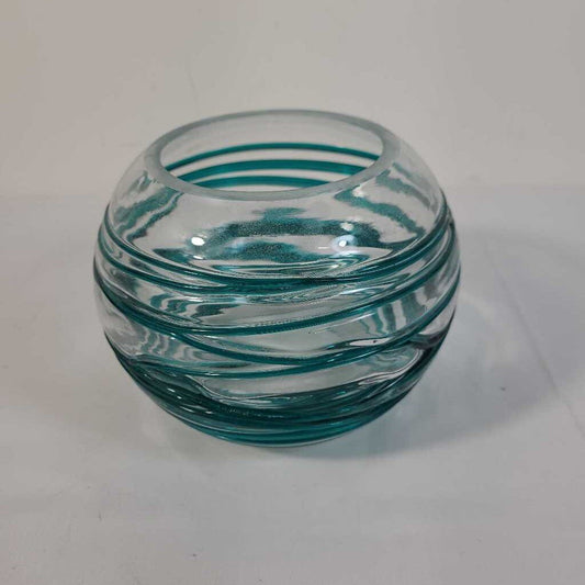 BLUE GLASS ROUND VASE