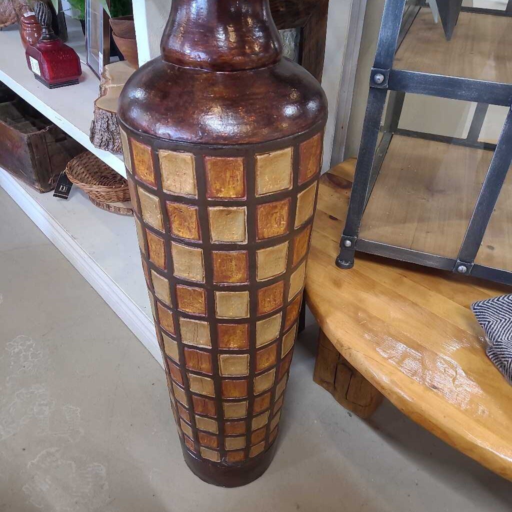 38" FLOOR VASE W/FAUX BAMBOO