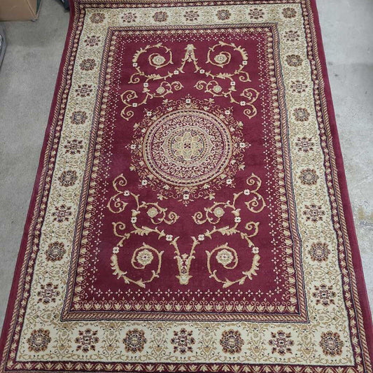 45.5" X 65" BURGUNDY & BEIGE RUG