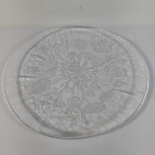 FLORAL GLASS SERVING PLATE