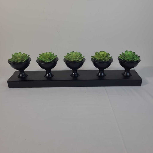 S/5 FAUX PLANTS IN BLACK HOLDER