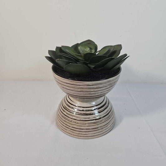 FAUX SUCCULENT IN STRIPED POT