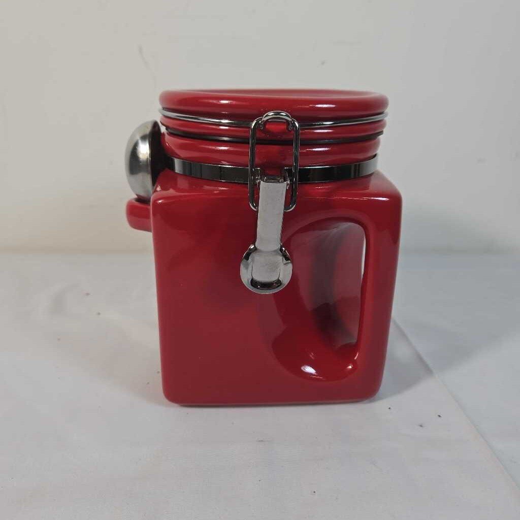 RED LIDDED CANNISTER W/SPOON