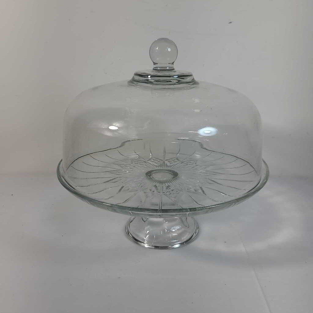 COVERED GLASS CAKE PLATE