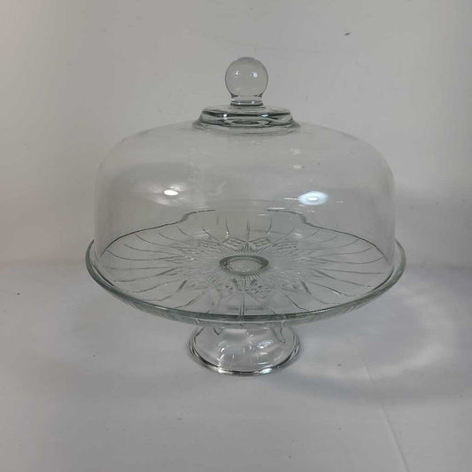 COVERED GLASS CAKE PLATE