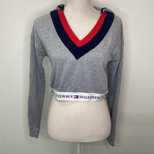 TOMMY HILFIGER - GREY CROPPED HOODIE