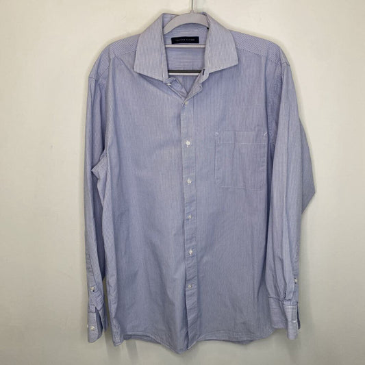 TOMMY HILFIGER - BLUE/WHITE PINSTRIPE L/S BUTTON-UP SHIRT