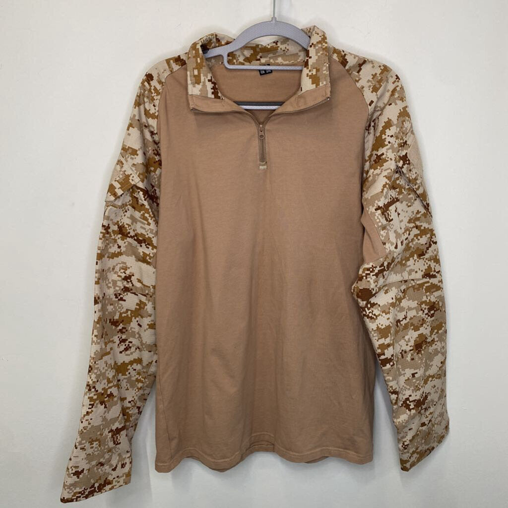 BROWN QUARTER-ZIP L/S SHIRT