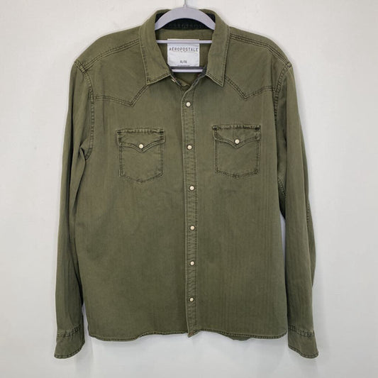 AEROPOSTALE - GREEN L/S BUTTON-UP SHIRT