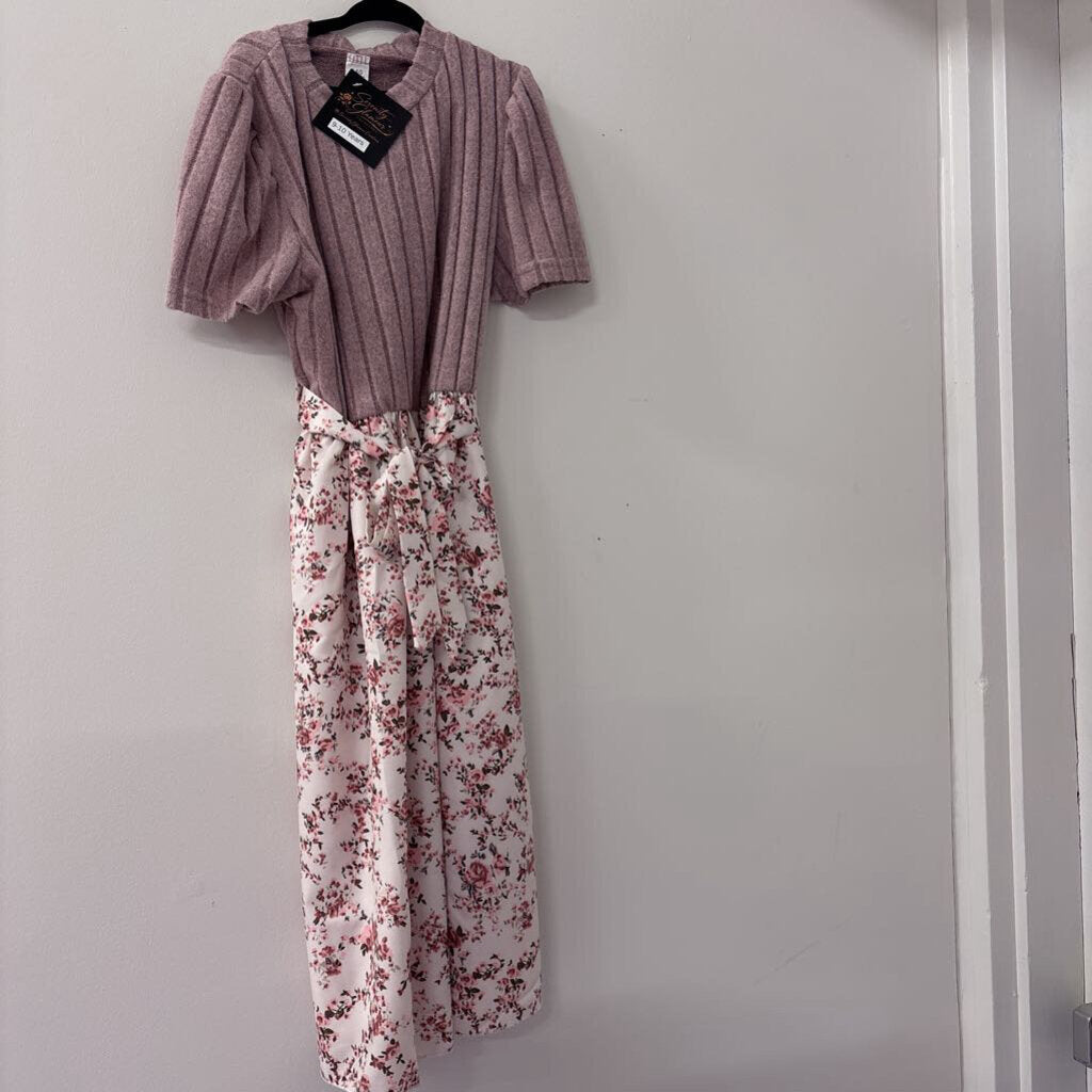 Girls Mauve Floral Dress