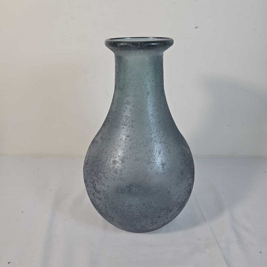 FROSTED BLUE GLASS VASE