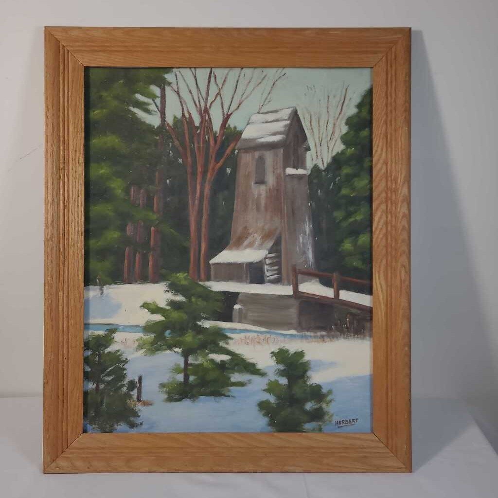 VTG PAINTING OF A MILL - SIGNED HERBERT