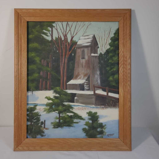 VTG PAINTING OF A MILL - SIGNED HERBERT