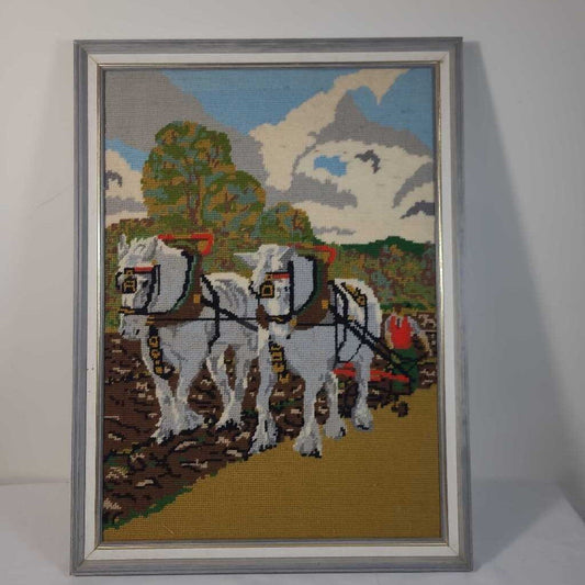 VTG WORKING HORSES NEEDLEPOINT