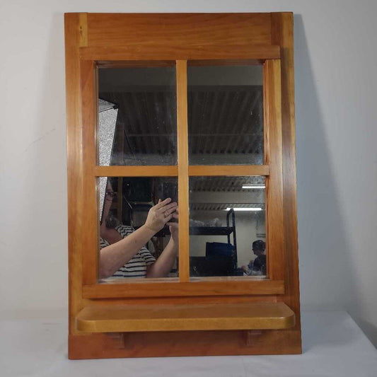 WINDOW PANE MIRROR W/SHELF